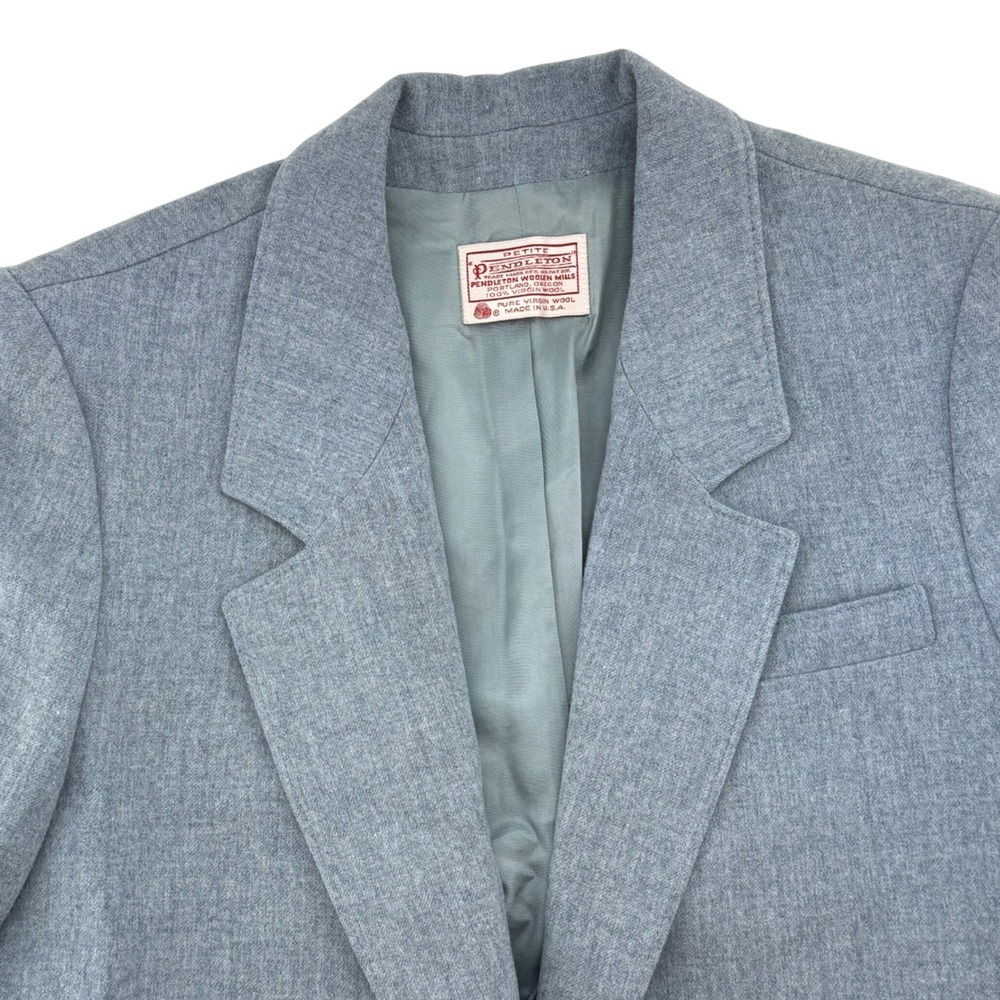 Pendleton Petite Blue Wool Blazer Single Button Classic Career Jacket‎ Womens 8